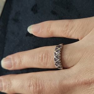 Silver band with amethysts